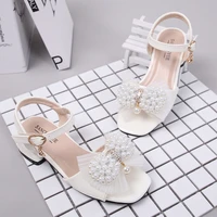 2 to 12 years girls bow elegant party heel sandals 2022 fashion summer kids shoes girls comfortable princess sandal for teenager