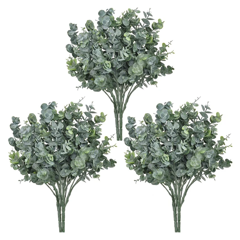 

6 Pcs Faux Greenery,Artificial Eucalyptus Plants Fake Eucalyptus Stems For Vases,Home And Jungle Theme Party Decoration