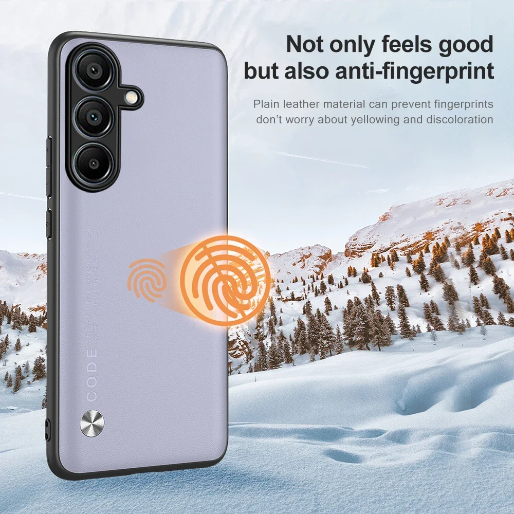 Кожаный чехол для телефона с простым кожей Samsung Galaxy M35 5G мягкая рамка из ТПУ