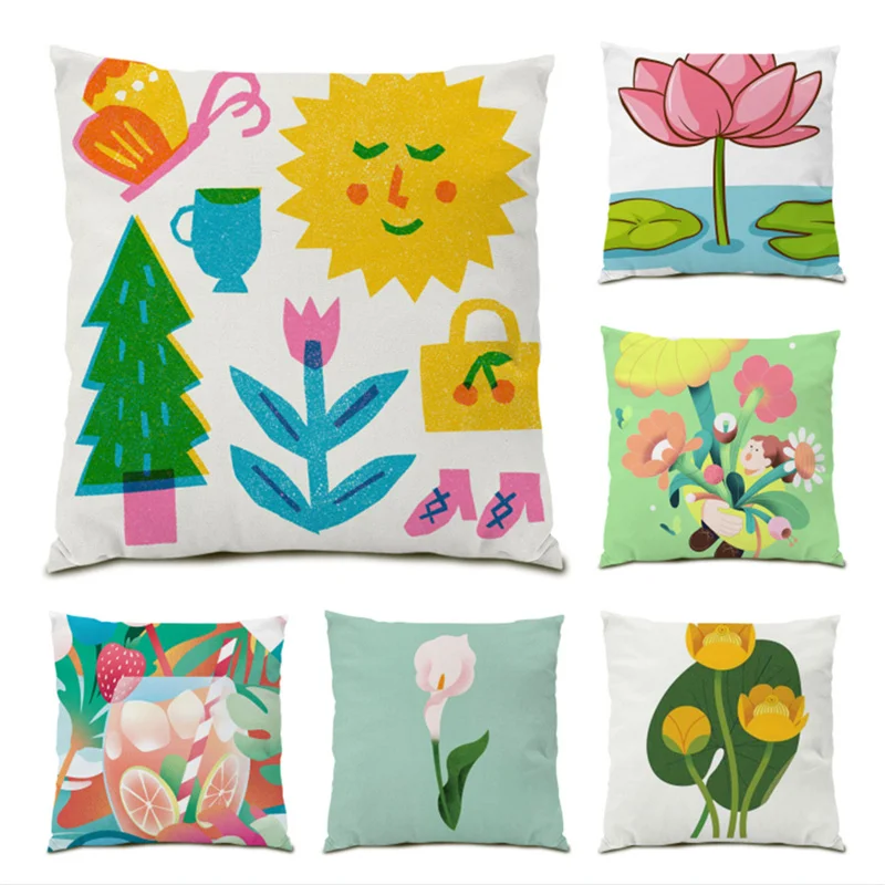 

Decoration Home Decor Polyester Linen Flower Gift Sofa Decorative Pillow Cases Comfortable Velvet Leaf Pillowcase Cover E0773