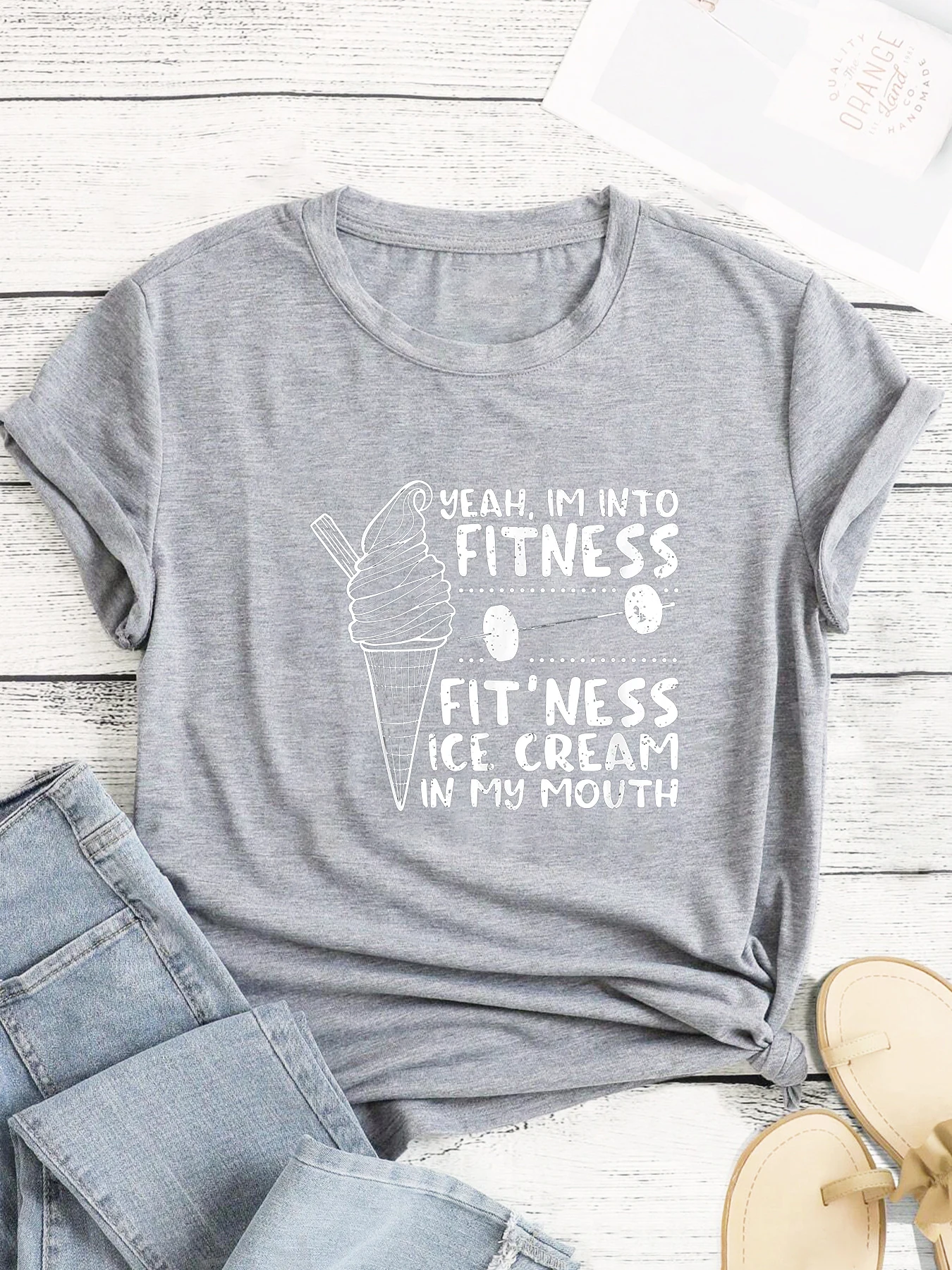 Женская летняя футболка с принтом мороженого и коротким рукавом