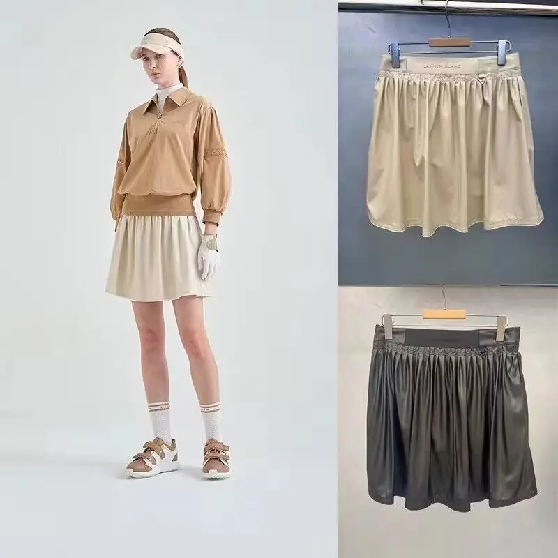 

Golf Dress 23 Autumn Women Elastic Waist Leather Waterproof Skirt