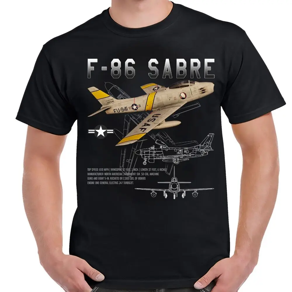 

F-86 Sabre Jet Fighter Aircraft Schematic T-Shirt 100% Cotton O-Neck Summer Short Sleeve Casual Mens T-shirt Size S-3XL