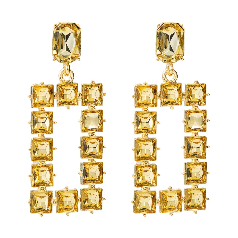

Fashionable Glass Earrings Personality Square Creative Alloy Female Earrings Pendientes Mujer