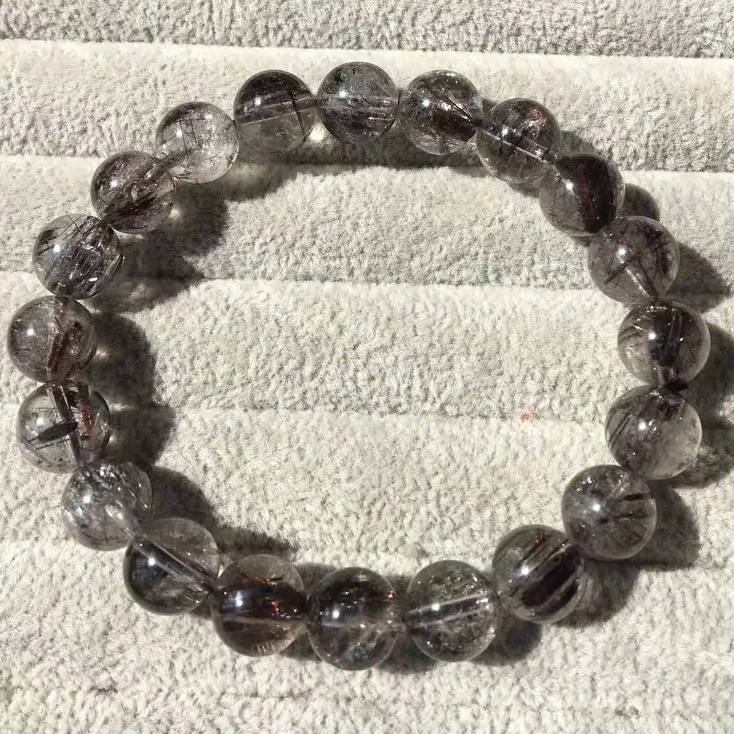 

(1) 1bracelet as photo Approx10mm AKAC natural black rutile quartz bracelet