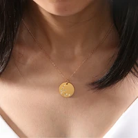 12 constellation sign stainless steel gold silver pendant necklace for women coin choker necklace with zodiac her birthday gift