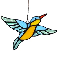 Stained glass painting cuckoo bird pendant mica glass piece puzzle welding art creative doors and windows wall decorations
