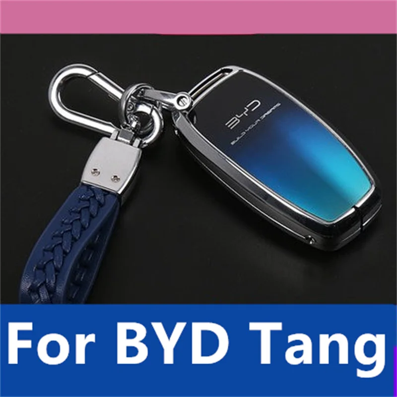 

For BYD Tang 2018-2022 Metal Key Shell Modified Key Protector Leather Key Case high quality New Listing New technology products