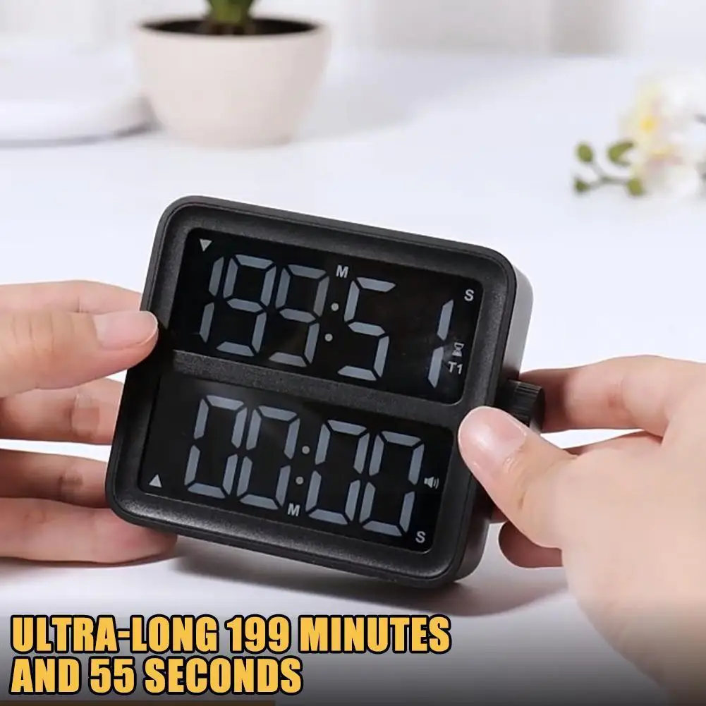 

ЖК-дисплей с двумя экранами, сверхдлинный, 199 минут обратного отсчета, для дома, для бесшумного менеджера, для кухни, перезаряжаемый, для спорта O3m1