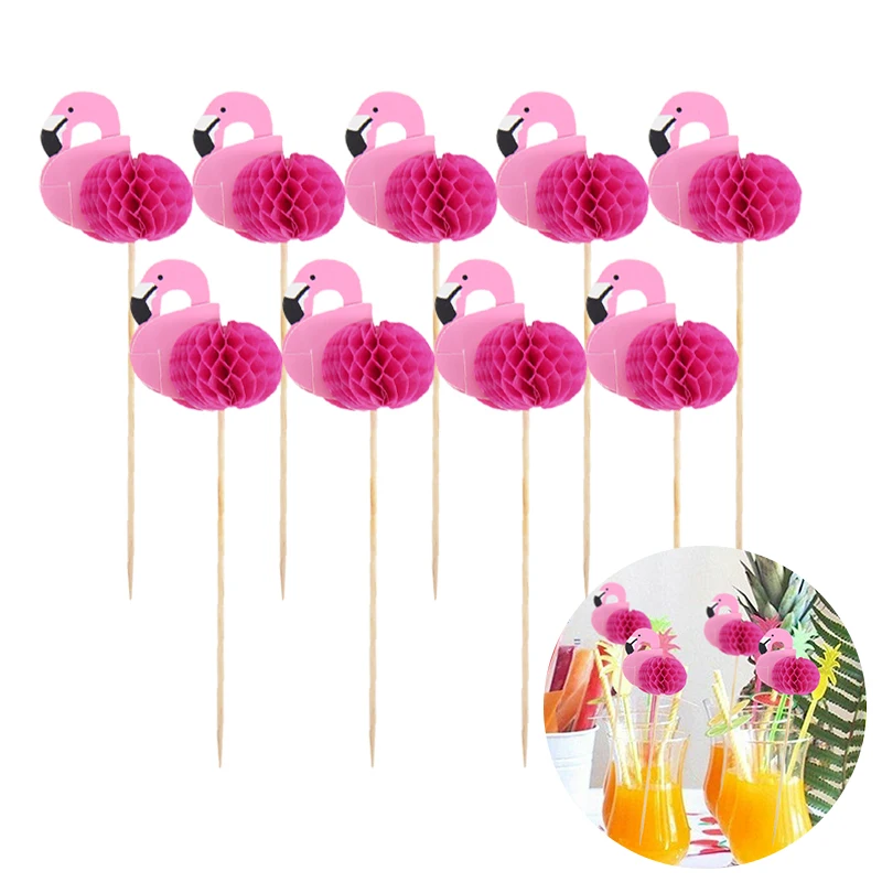 

20/40pcs Flamingo Cupcake Toppers Dessert Fruit Pick Wedding Birthday Cake Topper Flags Tropical Hawaiian Beach Party Supplies