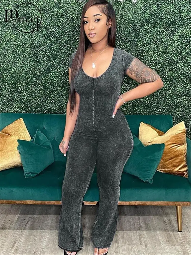 

Женский Осенний Облегающий комбинезон с V-образным вырезом, с коротким рукавом