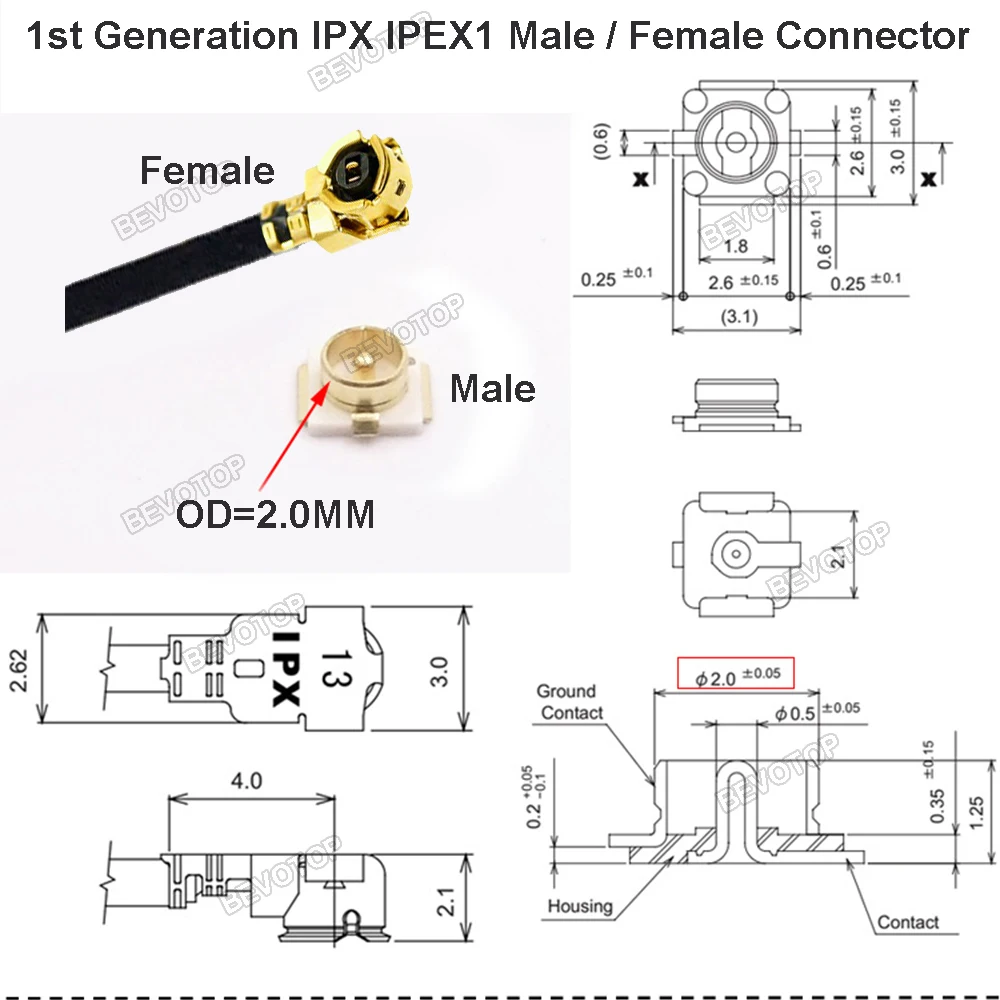 Антенный удлинитель BEVOTOP 10 шт. Коаксиальный RF коаксиальный разъем IPEX1 на гнездо