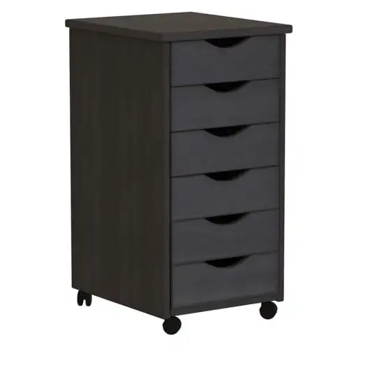 

Roll Cart, Wood, 6 Drawer Roll Cart, Black