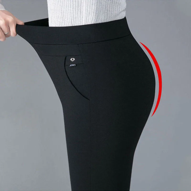 

Брюки-карандаш женские универсальные, модные офисные повседневные Прямые Штаны с завышенной талией и эластичным поясом, большие размеры 5XL, весна-осень