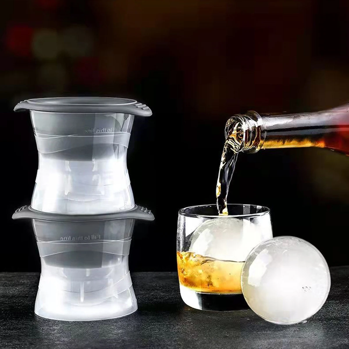 

Whiskey Ice Cube Maker Silicone Round Spherical Mould Machine Quick Freezer Mold Tray Kitchen Gadgets Tray