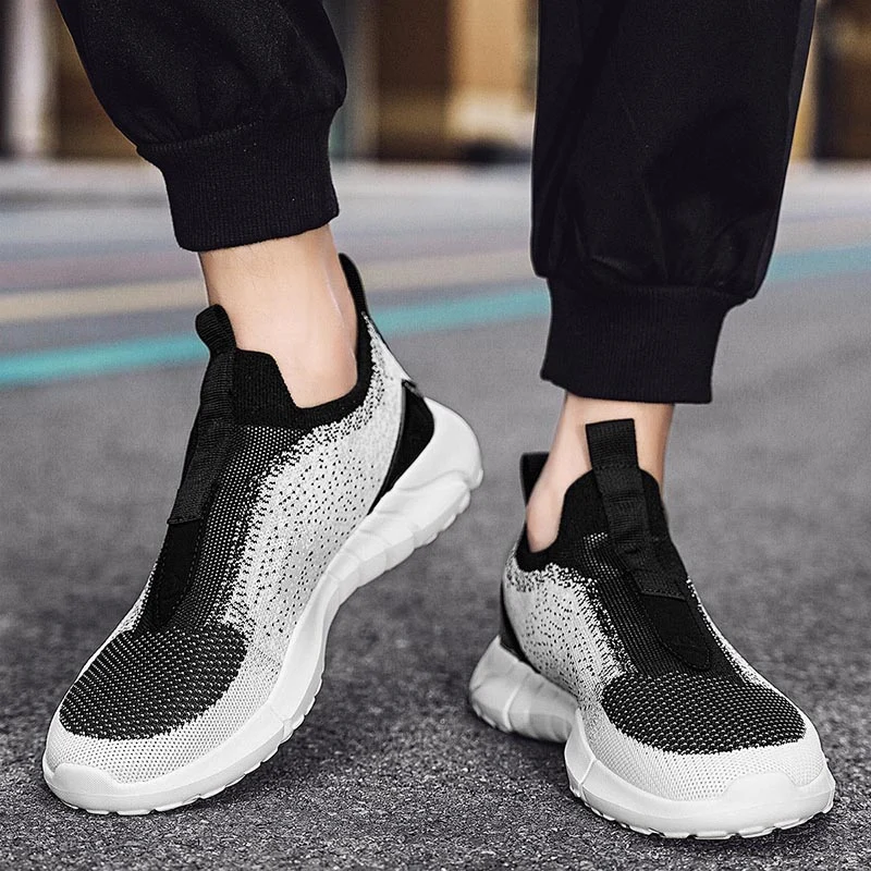 2023 New Men Running Shoes Breathable Knit Sneakers Men Sport Trainers Comfortable Walking Shoes Men Sneaker Slip On Men's Shoes