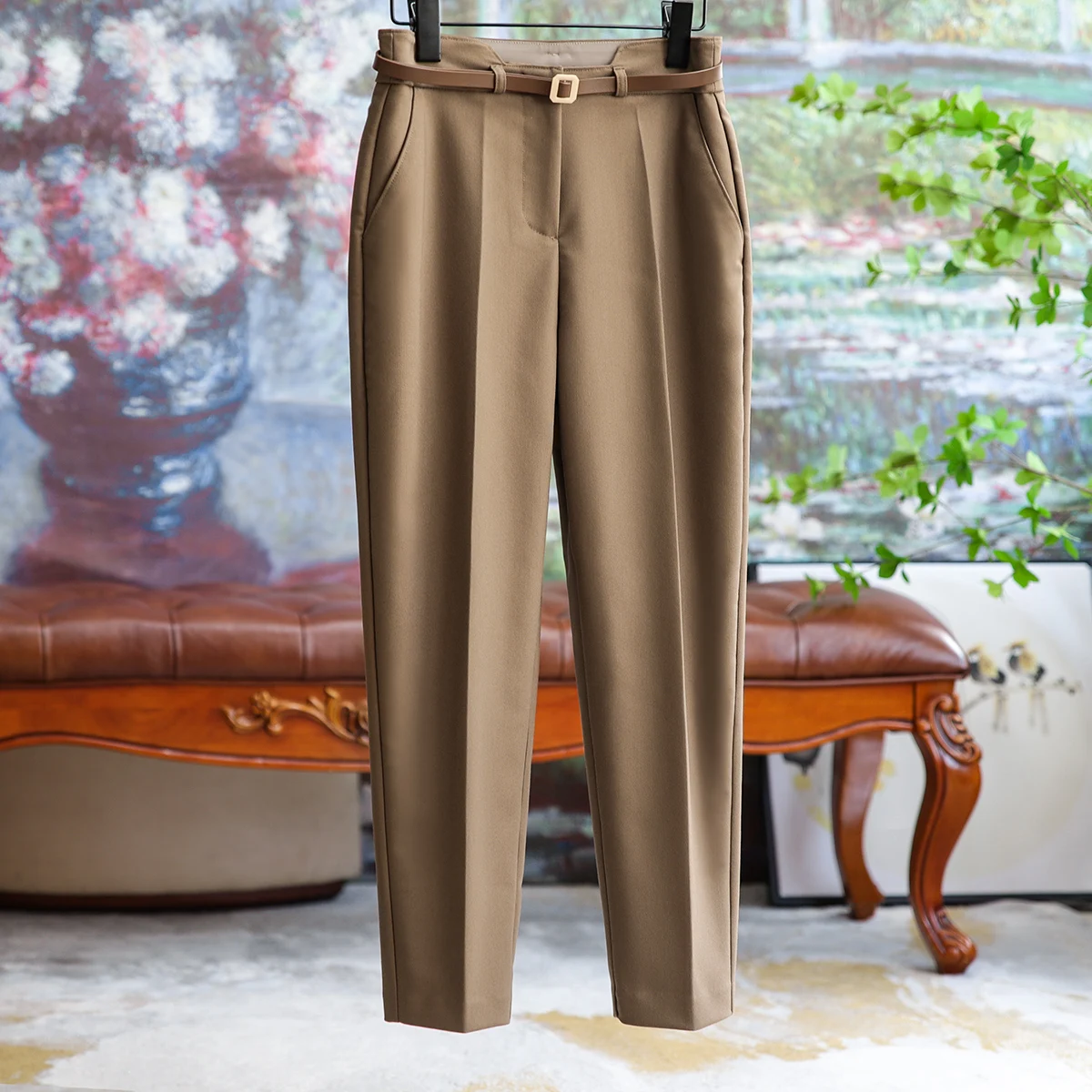 

Однотонные простые осенние новые универсальные трубочные Костюмные брюки для женщин Формальные женские брюки для работы