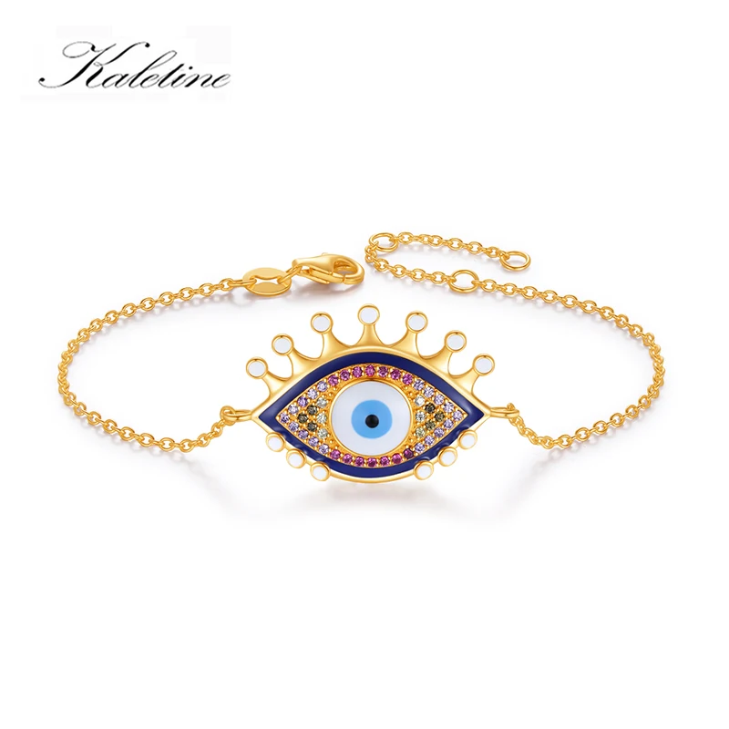 Браслет KALETINE с радужным цирконием, сглаза, серебро 925 пробы, оптовая продажа для женщин, браслет с подвесками из кристаллов