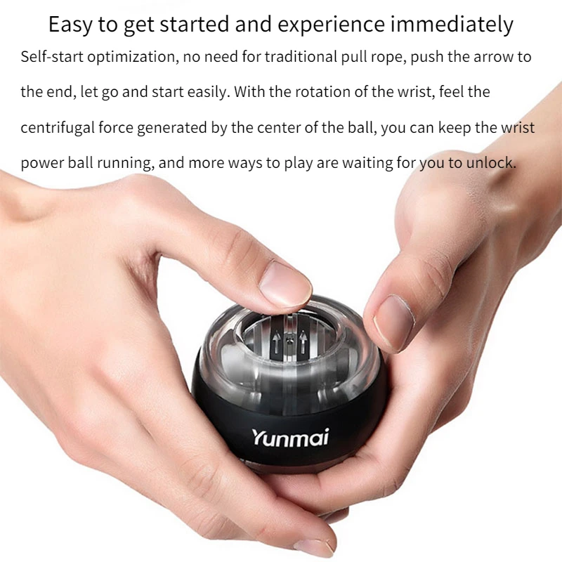Xiaomi Yunmai Power Ball Anti-stress Wrist Trainer LED Gyroball Forearm Exerciser Gyro Ball Hand Grip Strengthener Fitness Tools images - 4