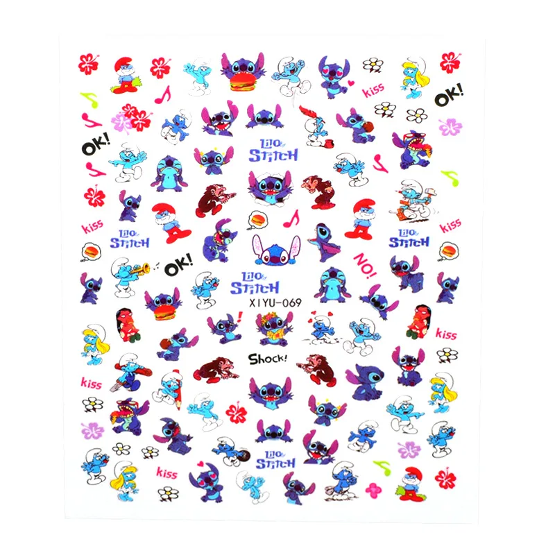 

1PCS Lilo & Stitch Disney Nail Stickers Girls Toy Princess Cute Aurora Belle Pocahontas Stickers for Nails Disney Nail Stickers