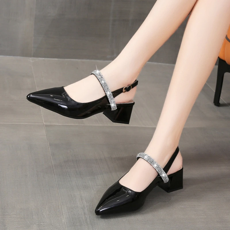 

Spring Summer Shoes Women Pumps with Buckle Shoes Thick High Casual Ladies Square Heel High Heels shoes woman shoes for women