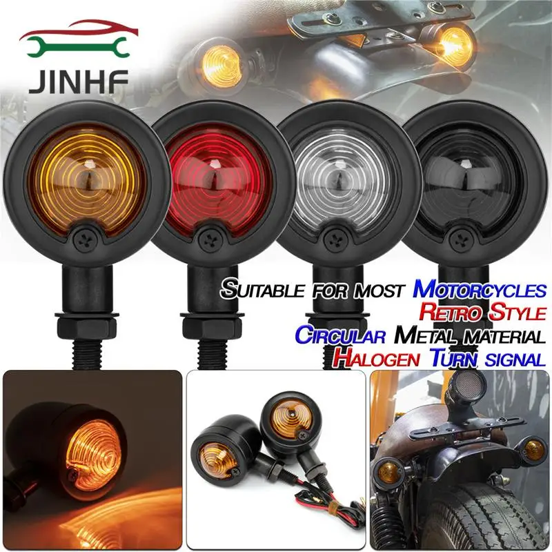 

2PCS Bullet Motorcycle Turn Signal Light Indicator Amber Blinker Retro Lamp