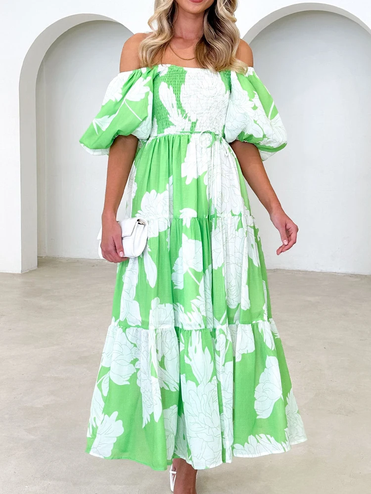 Женские Платья с цветочным принтом сексуальное длинное платье открытыми плечами