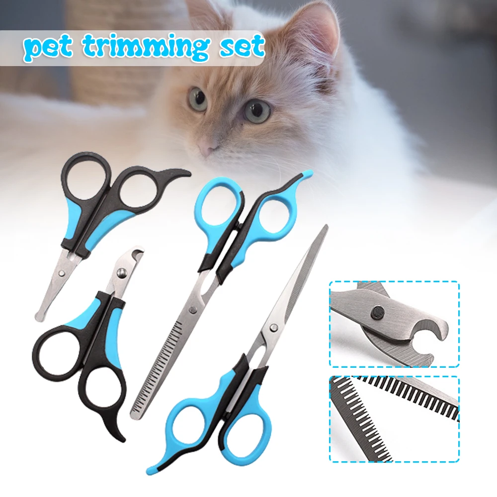 

5Pcs Pet Nail Clipper Set Cat Grooming Scissor Professional Pet Claw Cutters Durable Dog Nail Clippers Pet Nail Trimmers TS2