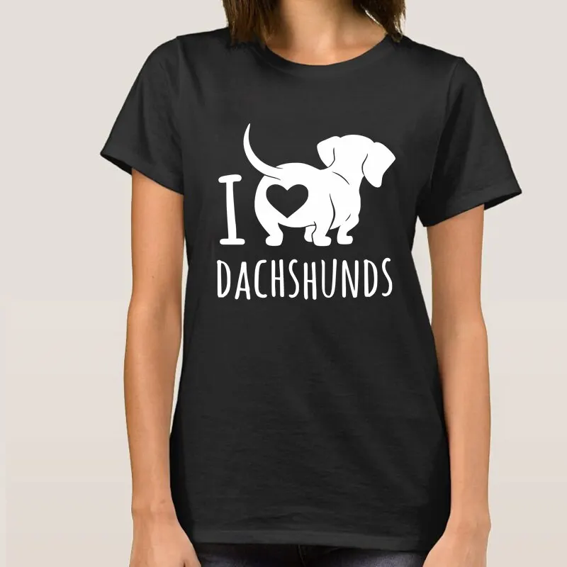 

Dachshund Dog Women T Shirts Summer Short Sleeve Love Dachshund Pug Girls Tops DIY custom patterns available