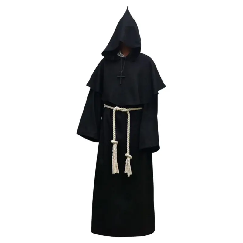 

Unisex Halloween Robe Hooded Cloak Costume Cosplay Monk Suit Adult Role-playing