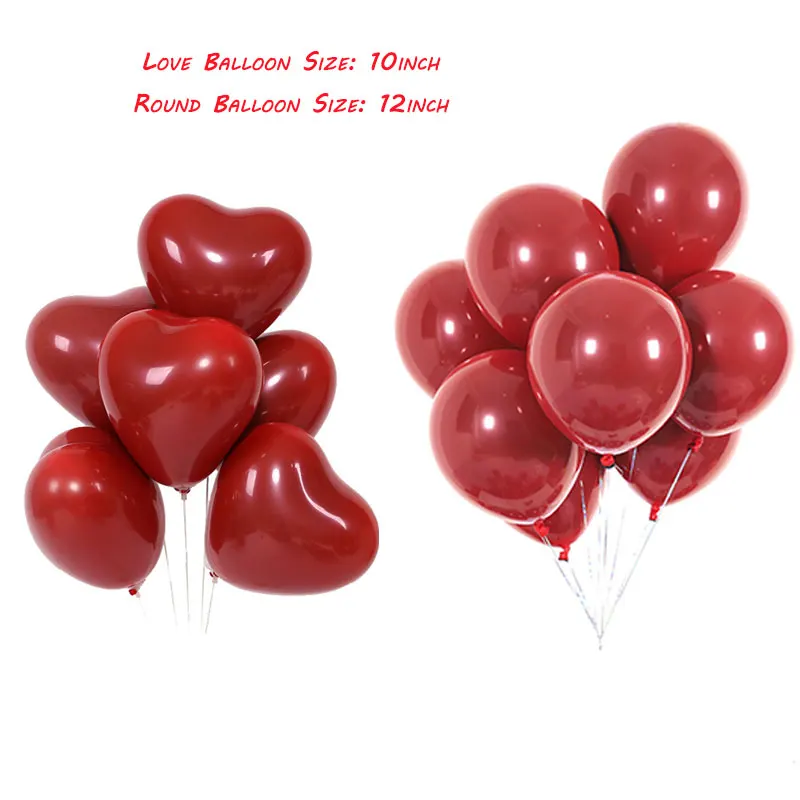 50pcs Romantic Double Layer Red Thickened Wedding Valentine's Day Balloon Decorations Happy Birthday Party Decorations for Home