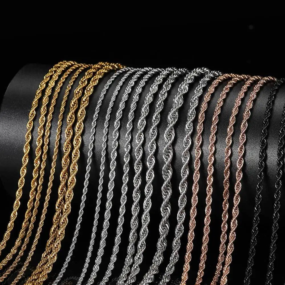 

Peiyu Stainless Steel Twist Chains Necklaces for Women Men Fashion 18K Gold Button Rope Chain Titanium Steel Necklace Dropship
