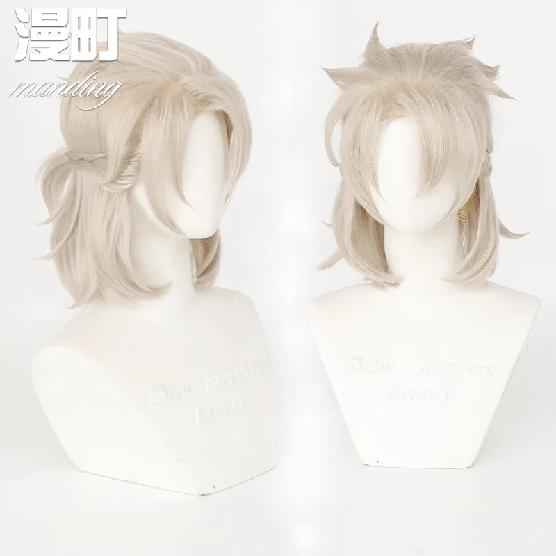 

Genshin Impact Abedo Cos Wig Chalk Son Twist Braid Half-tie Style Anime Cosplay Halloween Costumes