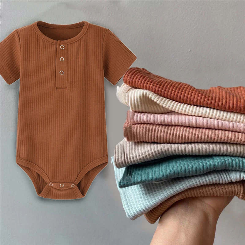 

Baby Boy Romper Girl Boy Knit Romper Pajamas Jumpsuit Ribbed Clothes Knitted Stretch Newboron Summer Rompers Playsuit