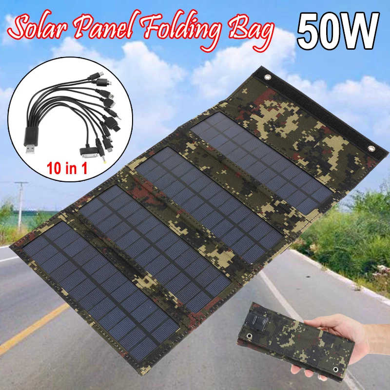 

Водонепроницаемая Складная панель на солнечной батарее, 50 Вт, 10 в 1