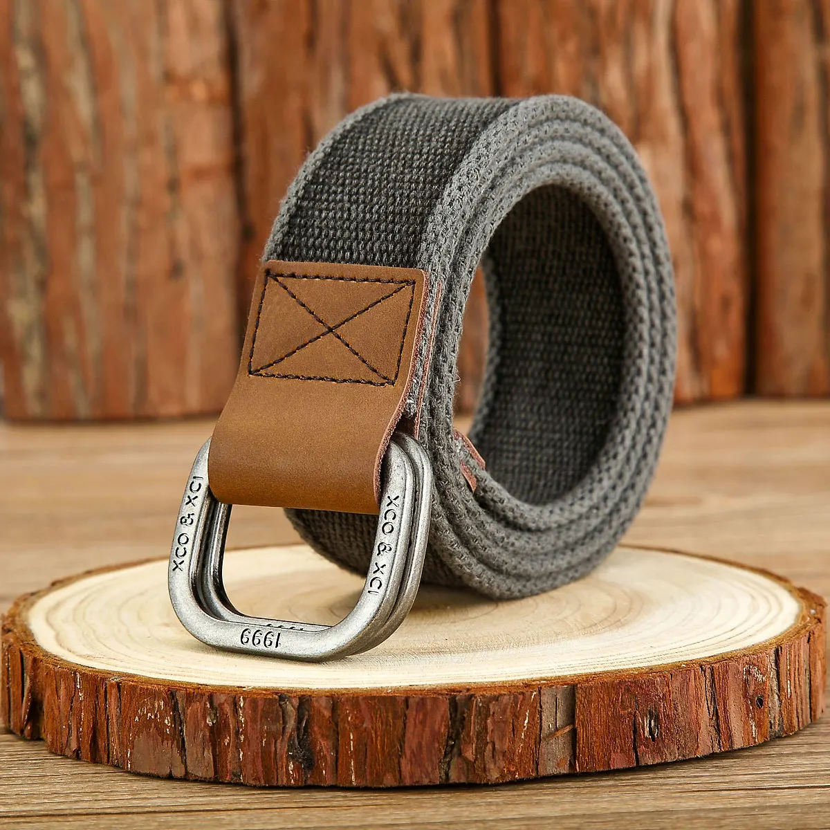 3.8cm New Simple Double Ring Alloy Buckle Woven Canvas Cotton Men's Belt Retro Casual Decorative Belt For Men Wholesale