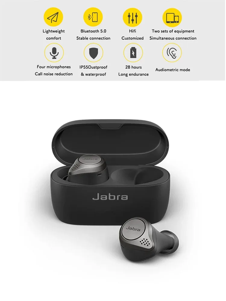 

Jabra Elite 85t True Wireless Bluetooth Earphone Original Sports Noise Reduction Headset Music Game Ipx5 Waterproof Headphones