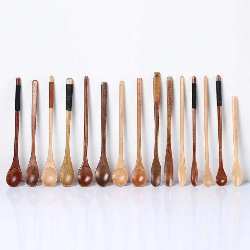 1 шт. кофейная ложка с длинной ручкой, натуральная креативная посуда из ...