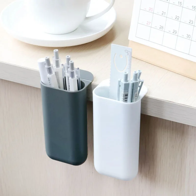 

1Pc PP Creative Pencil Holder Pen Case Adhesive Desktop Organizer Office Screen Container Stationery Storage Desk Accessories