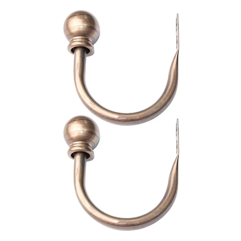 

2Pcs U-Shaped Ball Decor Easy Installation Curtain Hooks Simple Clothes Curtain Iron Holders Window Accessories