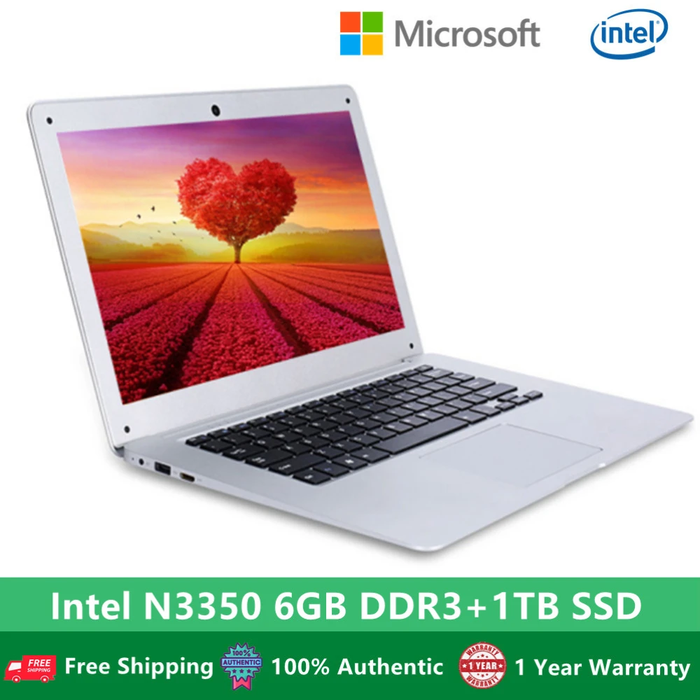 

2022 S07 Laptop Student Notebook Windows 10 14" 1920*1080 Intel Celeron N3350 6GB DDR3 1TB Office Computer TouchPad Camera WiFi