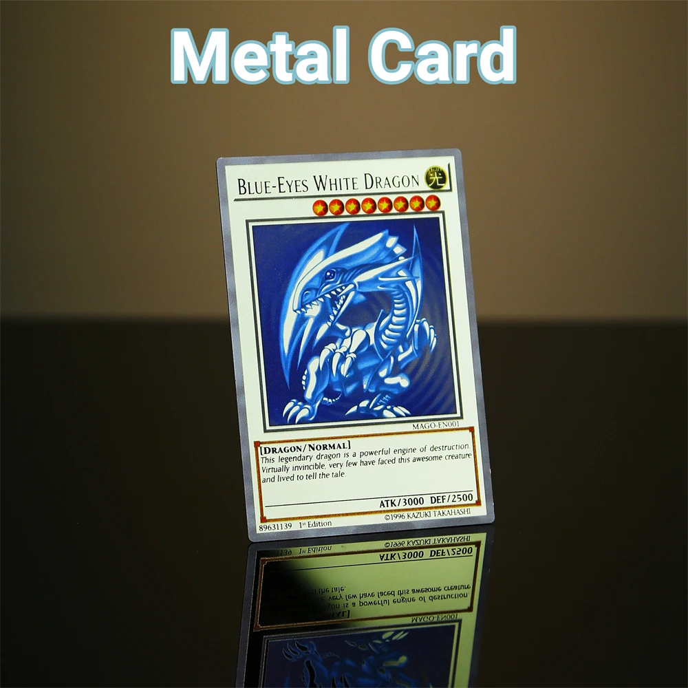 

Yugioh Cards Metal Yu Gi Oh Letters Blue Eyes White Dragon Dark Magician Girl Obelisk Ra Gold Iron Playing Cards Anime Game Toys