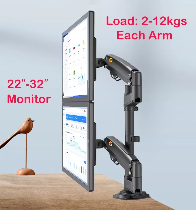 

NB NEW H180 22"-32"Double monitor desk Holder Arm Gas Spring Full Motion LCD TV Mount 2-12kg ergonomica dual arm clamp