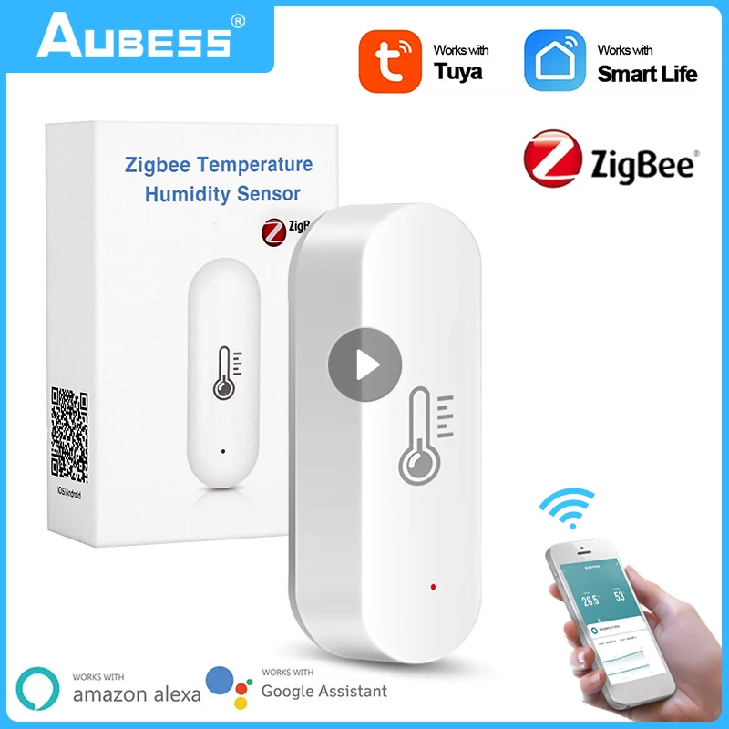 

Датчик температуры Tuya ZigBee для умного дома, батарея для мониторинга в режиме реального времени, работает от Alexa Google Home Gateway, 1/4 шт.