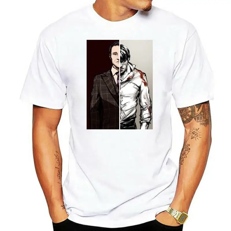 

Мужские футболки с надписью «The столы тотают Ганнибал», футболки с надписью «Lecter Mads», Харадзюку, ганниграмма, хлопковые футболки, топы, футбо...