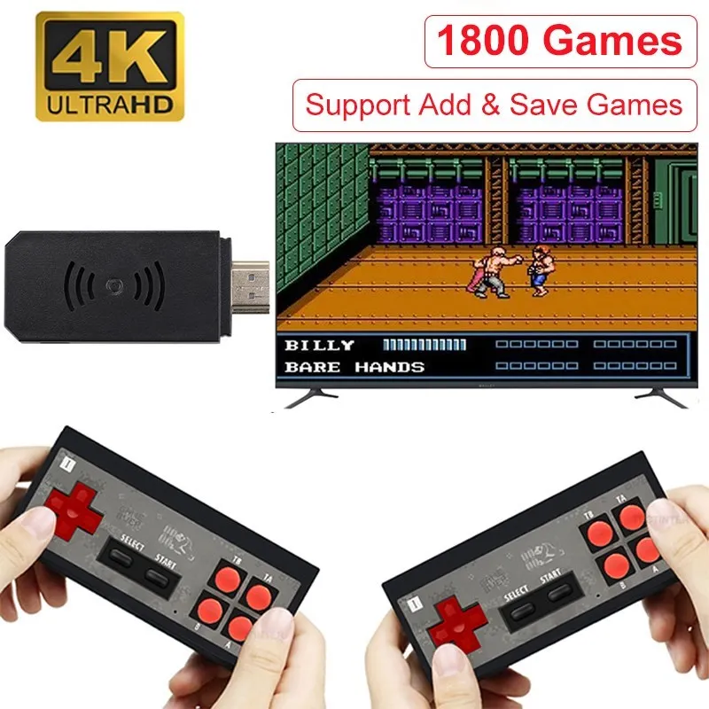 

Video Game Console Built in 1800 Games 8 Bit Game Player Handheld Game Console Dual Wireless Controller Gamepad HD&AV TV Output