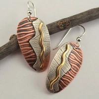 2022 new vintage pendientes red bronze metal dangle earrings golden spiral beads statement earrings for women girl