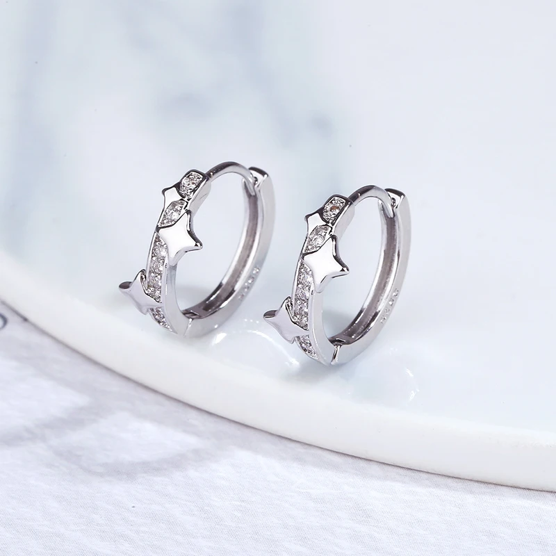 Новые серьги-кольца в стиле панк-рок для девочек и мужчин с блестящими звездами