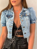 commuter single breasted denim blue solid color jacket 2022 spring autumn lapel office lady women jackets for woman denim coat