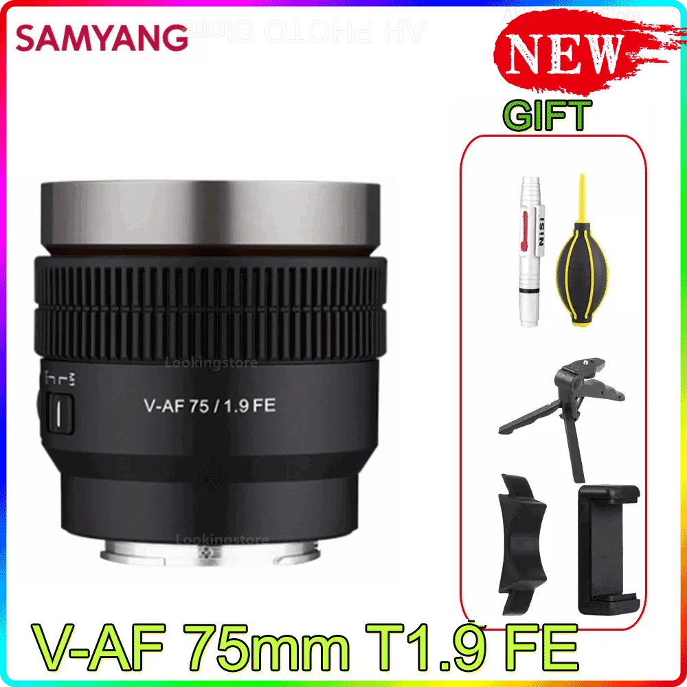 

Автофокус для видеокамеры Sony E Samyang V-AF 75 мм T1.9 FE, подходит для установки камер A9, A9II, A7RIV, A7RIII, A7III, A7C, A7, FX3, FX6